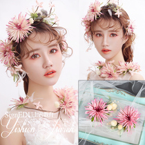 Korean new chrysanthemum handmade flowers Sunflower bride headdress Mori hairhairclip porn wedding photo accessories