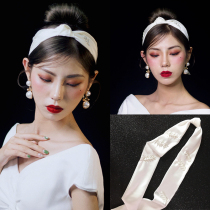 Bride vintage headdress shape Japanese and Korean hair hoop simple hair ribbon satin wedding Korean hair accessories white wedding accessories