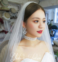 Korean version super flash temperament rhinestone Zircon five-pointed star tassel banquet party bridal stud earrings earrings drop earrings wild women