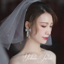 South Korea East Gate exaggerated big bow tassel rhinestone earrings earrings earrings earrings earrings Net red photography accessories