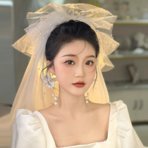 New head yarn bridal headwear ultra-sensual tennis net red collar certificate photo props main wedding dress Senior fluffy yarn Xianmei