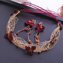 Bride headdress Korean style Forest hair band Red hair accessories fairy beauty hair hoop toast dress accessories wedding floral headdress women