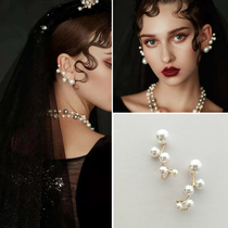 Korean bride super fairy natural freshwater small pearl earrings Ear clip modeling femininity retro ear clip without ear holes