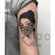 Tattoo sticker masked flower waterproof durable beautiful girl original male trendy arm big picture dark simulation tattoo