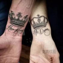 Original tattoo stickers ins queen queen crown king wrist arm couple European and American style dark black male trendy white