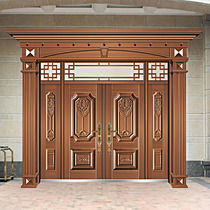 Rural villa door double door four-open mother door simulation copper anti-theft door zinc alloy entrance door opposite door
