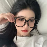 Черно -рама очки женская рама рамы Большой Иопия Иопия Соглашение, круглый лицевой лицевой датчик смарт -световой рамки боксинг плоский световой зеркал