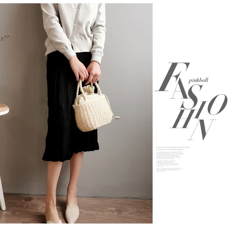 Váy midi nữ dài 2019 thu đông thiết kế mới ý nghĩa thun nhỏ cạp cao cạp cao xếp li váy - Váy chân váy bút chì dài