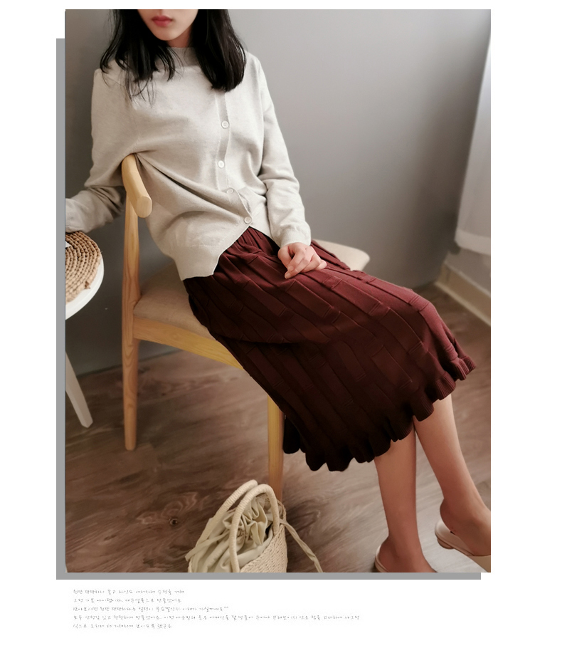 Váy midi nữ dài 2019 thu đông thiết kế mới ý nghĩa thun nhỏ cạp cao cạp cao xếp li váy - Váy chân váy bút chì dài