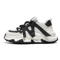 Dads shoes mens invisible inner heightening 10CM8CM6 summer breathable thick-soled white shoes black and white panda sneakers for men