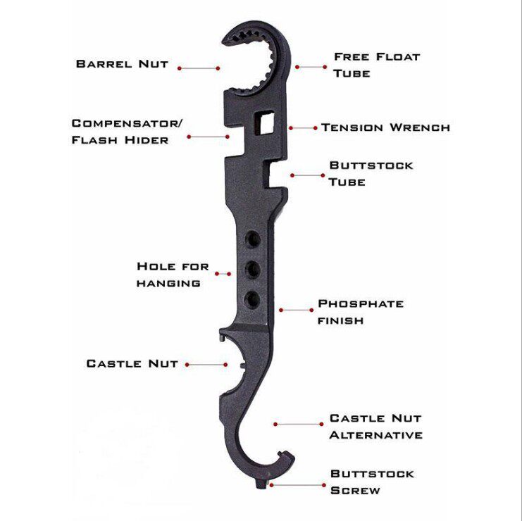 AR15 M4 tool wrench all-steel metal large wrench Y36-A field multi-function wrench steel ar