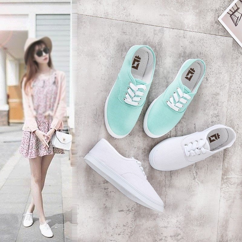 girl canvas Shoes small white shoes women casual flat shoes