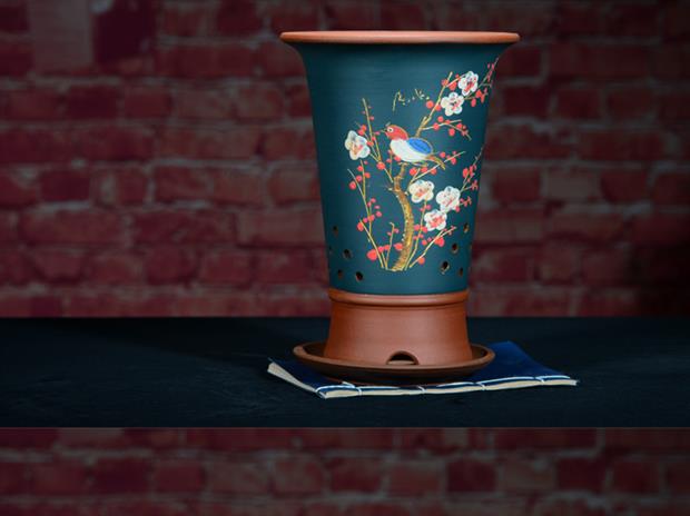Cát tím gốm gốm hoa chậu Trung Quốc đất sét bình hoa trang trí hoa lan chậu trang trí cổ phong cách tre tre phong cách châu Âu - Vase / Bồn hoa & Kệ chậu treo ban công
