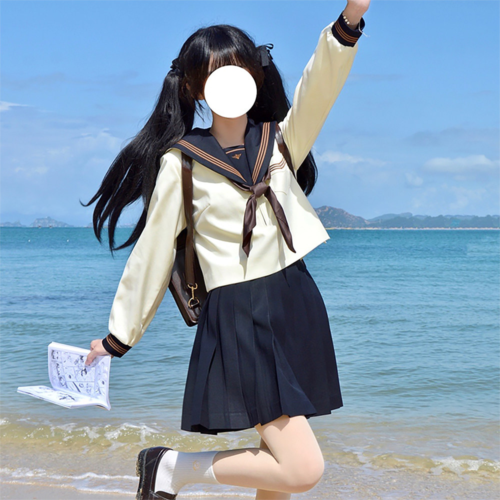 Yuo HOUSE Tea Feather in Spot JK Uniform Dress Truly Sleeve Fall and Winter Set College Fengshui Clothes