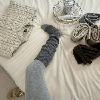 Gray Footless Socks, Slouch Socks for Women, Autumn and Winter Slimming Calf Socks, Japanese Y2K Style, Paired with Shark Leggings, Warm Leg Warmers