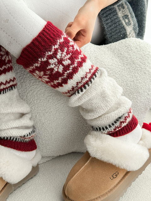 [New Year Limited Edition] Fair Isle Wool Slouch Socks for Women, Autumn/Winter 2025, Vintage Slimming Thickened Snow Boot Socks