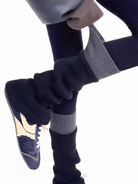 Color-Blocked Socks for Women, Winter Y2K Cashmere Sock Sets, Open-Ended Barn-Style Calf Warmers, Paired with Snow Boots, Long Slouch Socks