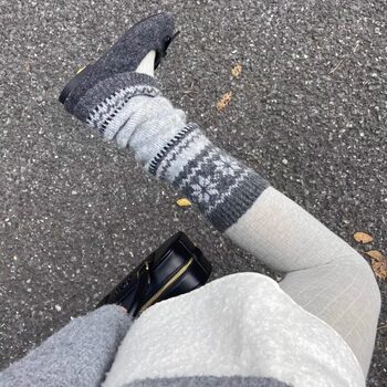 Fair Isle Retro Wool Leg Warmers Autumn and Winter Nordic Style Snowflake Slouch Socks Thick Knit Leg Warmers Warm Calf Socks