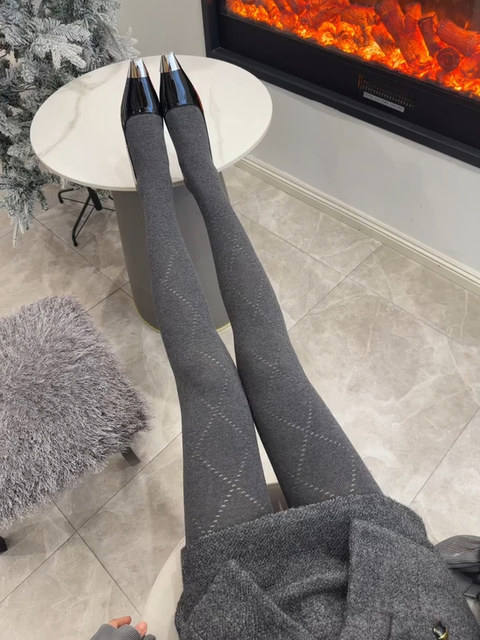 Gray Pantyhose for Women, Thin Style for Outerwear, Slimming Pressure, Thick Gray Leggings, Autumn and Winter Thickened, Non-Slip Leggings