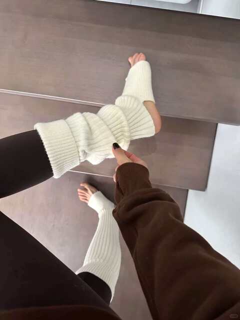 Gray Footless Socks, Slouch Socks for Women, Autumn and Winter Slimming Calf Socks, Japanese Y2K Style, Paired with Shark Leggings, Warm Leg Warmers