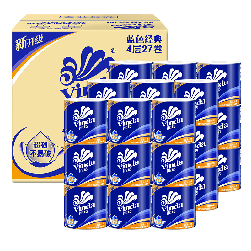 Vida blue classic drum toilet paper 4 layers 140g * 27 rolls whole box
