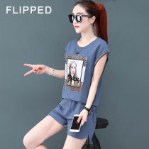  Felide sports suit womens trendy brand fashion loose casual temperament age-reducing short-sleeved shorts running two-piece suit