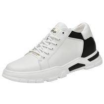Spring genuine leather inner height increasing mens shoes 10cm first layer cowhide casual sports sneakers mens height increasing high top white shoes
