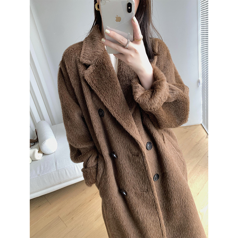 Jiuchic/Peruvian Jin Imported Suli Alpaca Wool Classic 101801 Mid-Length Melard Cashmere Coat for Women