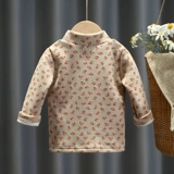 Утепленная приятная телу детская удерживающая тепло футболка для девочек, 2022, в западном стиле, высокий воротник