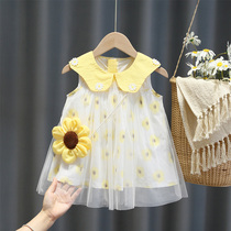 Girl Doll Collar Princess Dress Summer Dress New Baby Boy Netting Dress Foreign Air Summer Baby Sleeveless Dress Dress