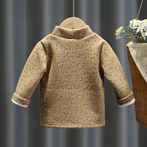 Утепленная приятная телу детская удерживающая тепло футболка для девочек, 2022, в западном стиле, высокий воротник