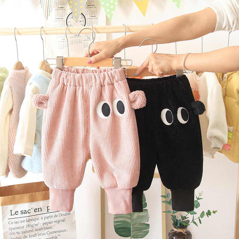 Female Baby Gafe Thickened Cotton Pants Winter New Female Children Foreign Air Great PP Pants Wear Kharen Pants Children Warm Pants-Taobao