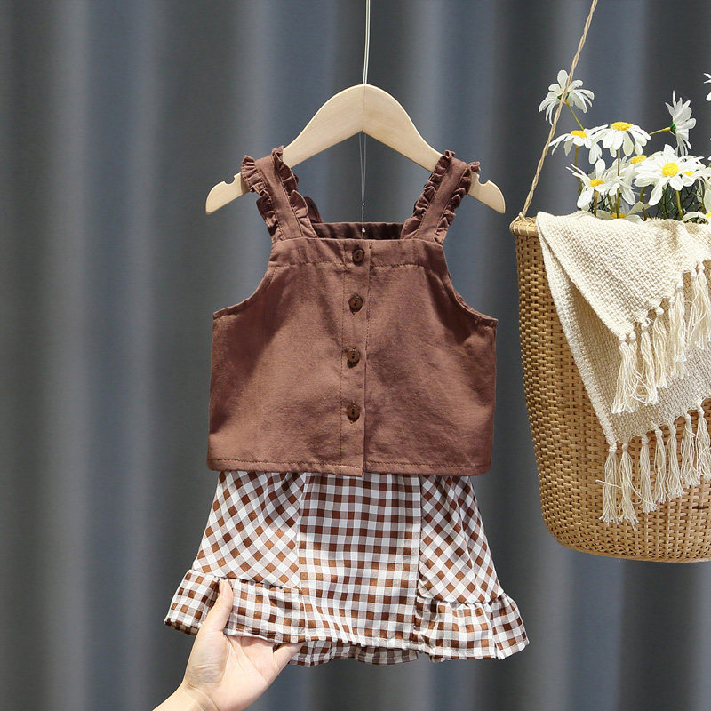 Female Baby Harnesses Suit Summer New Baby Boy Foreign Pie Jacket Half Body Dress Princess Two Pieces Summer Dress
