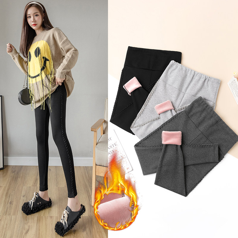 Pregnant woman pants winter dress plus suede thickened outside wearing warm inner lap pants gestation pants gestation pants gestation pants autumn winter 100 lap pants