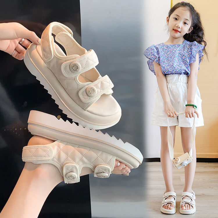 Girls Sandals 2023 Summer New Children Soft Soft Soft Soft Snapse Shoes for Big Children Small Girls Fashion Beach Shoes