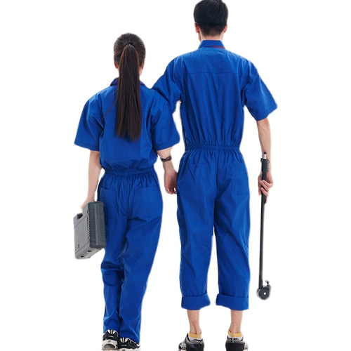 Короткая -Связанная в соединении рабочей одежды Установите мужскую машину ремонта глаз Ремонт машины летняя фабрика работников наполовину страхование труда