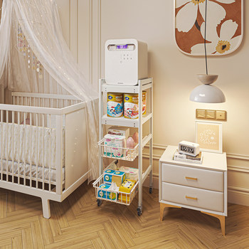 Baby products storage rack trolley movable shelf bedroom bedside drawer-type baby feeding table storage cabinet