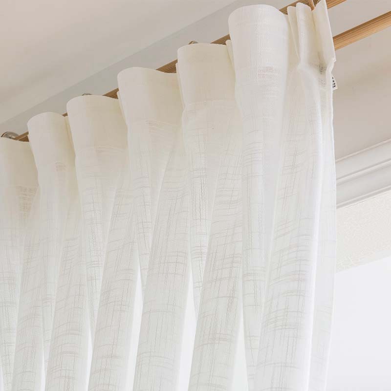 2022 New veil bright white linen curtain white flax curtain veil half covered white sand