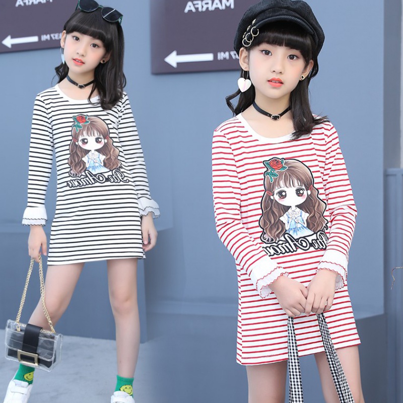 2021 springtime T-shirt for children T-shirt Children's T-shirt Pure cotton 2020 Spring summer season new long sleeves Nets girl card