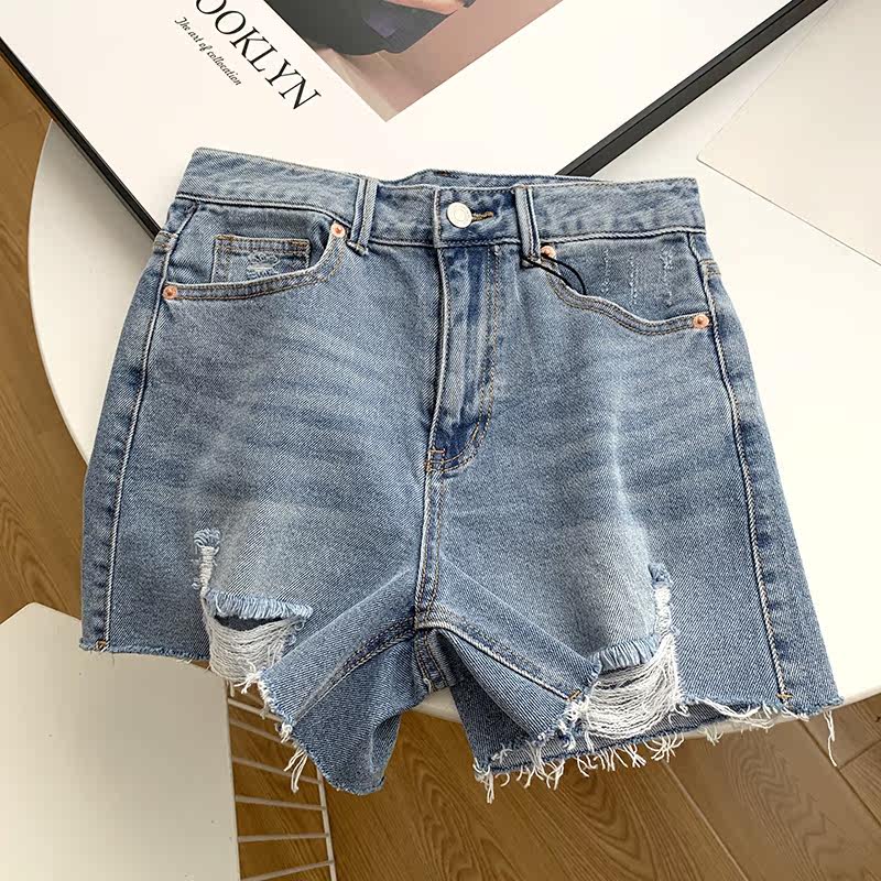 GGLVD152 Domestic Tide Pint 2021 Summer New Holes Wool Side Shorts Women High Waisted loose Thin Hot Pants