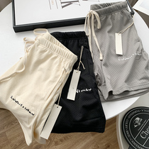 GELND054 Atheon High Street Breathable Men Letters Drawing Rope Mesh Casual 50% Pants Boomer shorts shorts