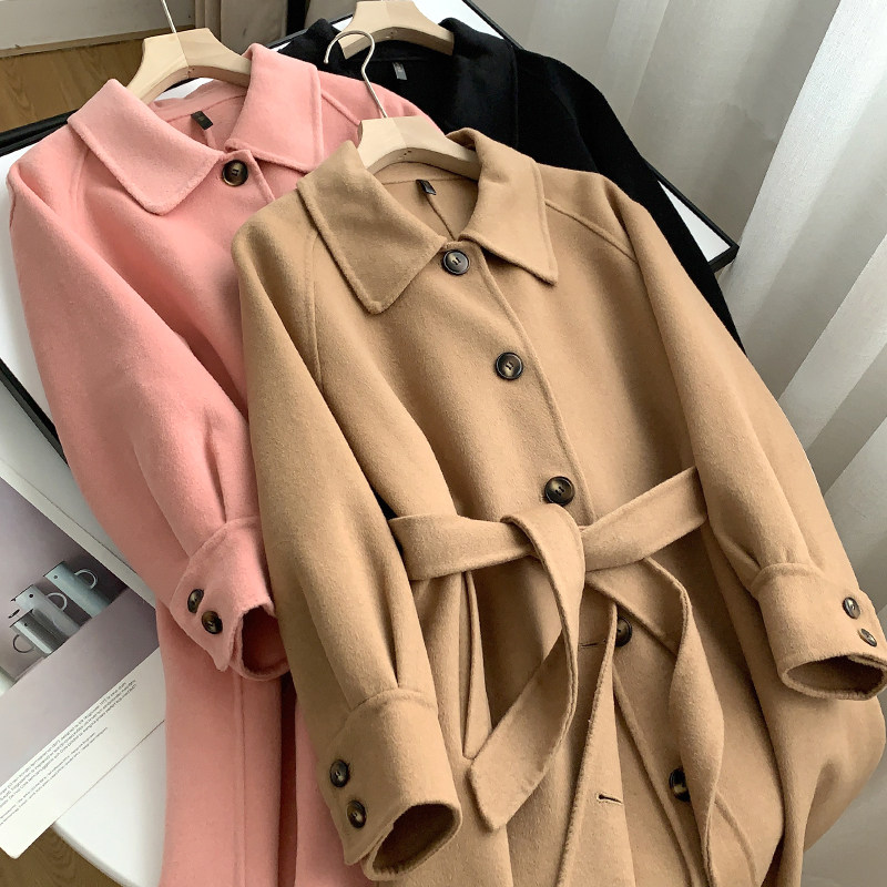 GHDVW086 Agod Factory Qing 2021 Autumn new long version over knee retro collar single row of plus-size sweater