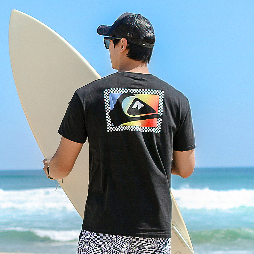Quiksilver short sleeve T-shirt Korean direct sports casual men's black T-shirt MST547KQS 