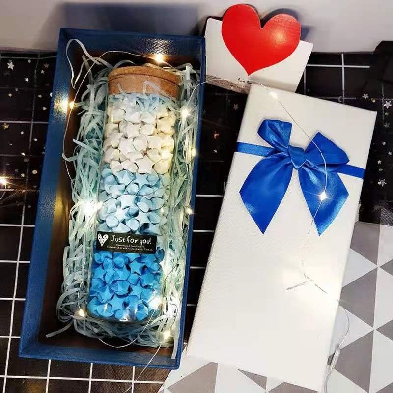 Wish Bottle Wood Stopper Empo Bottle Diy Artisanal Rafting Creativity Lucky Stars Finished Folding Paper Fashion Stars Glass Jars-Taobao