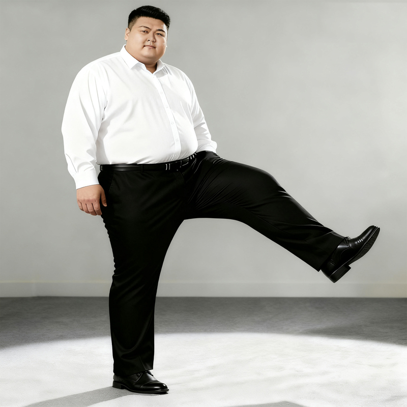 Autumn Plus-Size Business Dress Pants for Men, Extra Large, Loose Casual Pants for Big and Tall Men, Elastic High-Waisted Deep-Crotch Long Pants