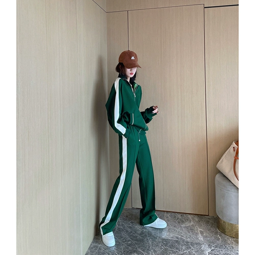 Зеленая толстовка, штаны, весенний спортивный костюм, осенний комплект, 2021 года, городской стиль