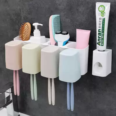 Toothbrush rack non-perforated wall Wall Full Automatic toothpaste squeezing artifact squeezer suction Wall dressing room set