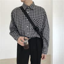 2020 Autumn New Japanese port style retro plaid shirt harbor wind Joker ins loose long sleeve shirt men and women