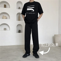Summer Korean version of the trend of all-match sports drop sense wide-leg pants casual pants mens straight pants loose trousers thin section
