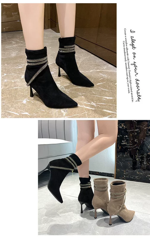 Giày bốt gót nhọn của phụ nữ 2020 mới mùa xuân và mùa thu giày đơn mũi vuông giày Martin boots giày cao gót của phụ nữ giày đơn - Giày cao gót